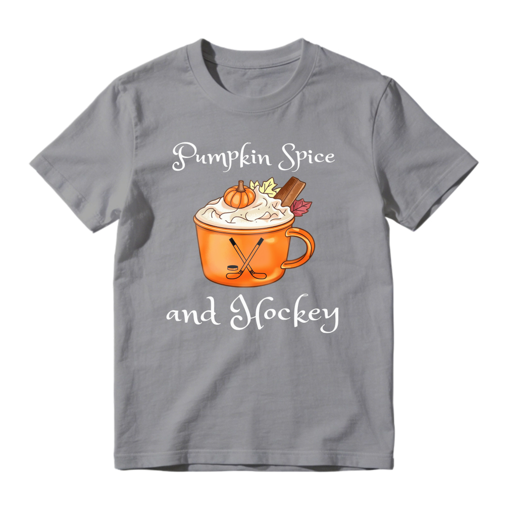 Pumpkin Spice And Hockey With Hot Chocolate Mug And Crossed Sticks Unisex Classic T-shirt