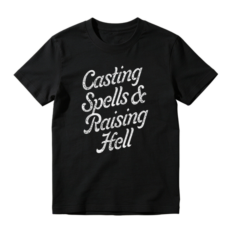 Casting Spells And Raising Hell Funny Witchy Quote Graphic T-shirt