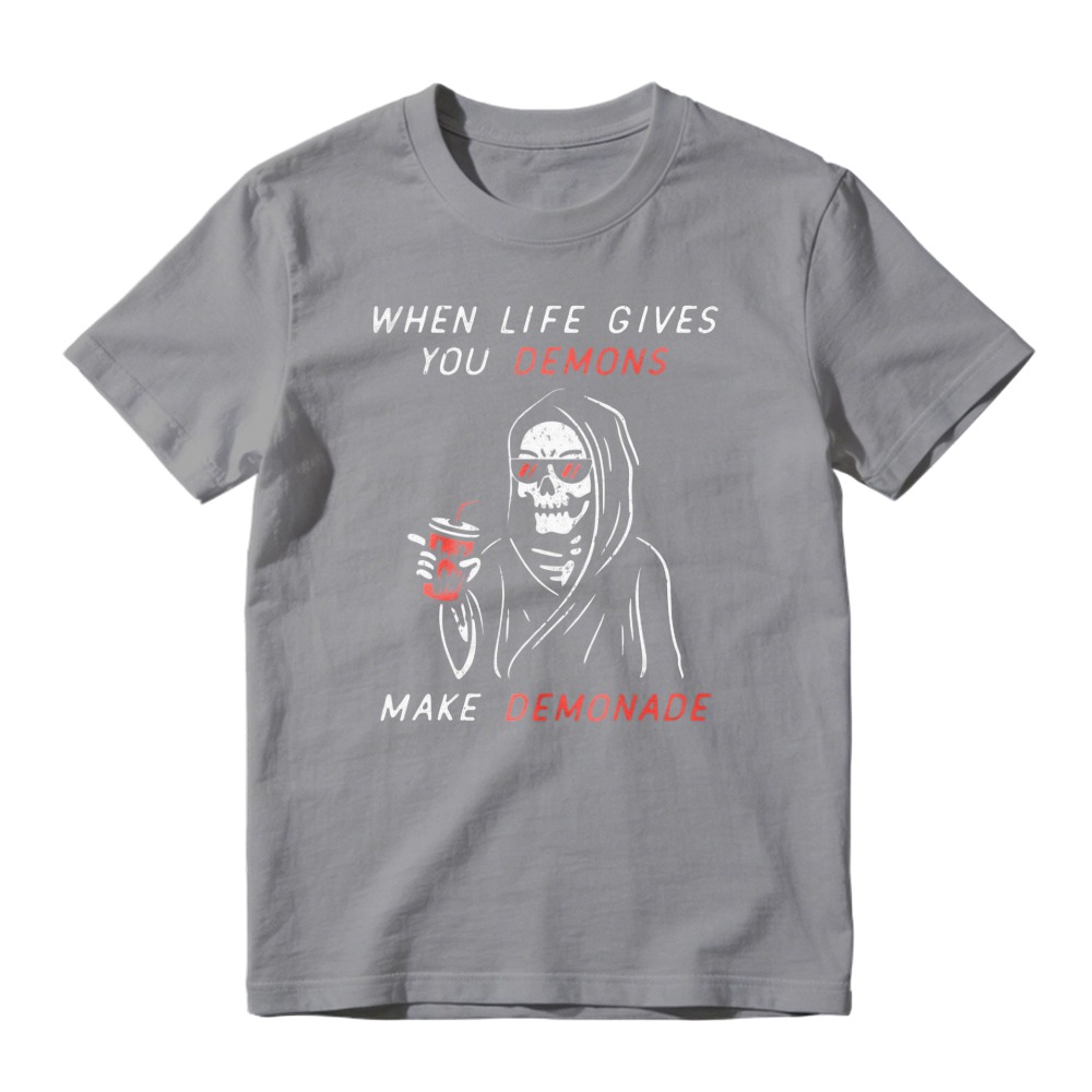 When Life Gives You Demons Make Demonade Funny Skeleton Graphic T-shirt
