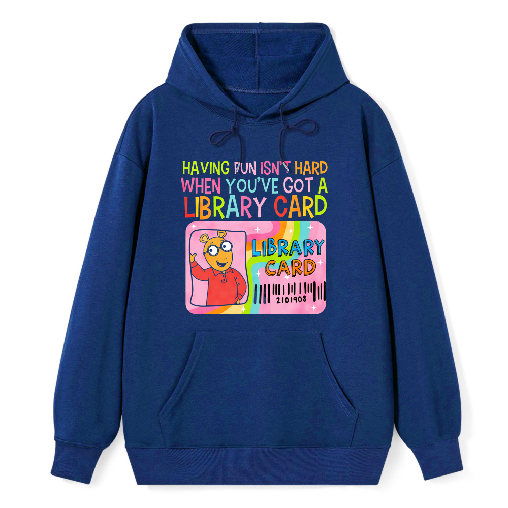 Wardrobecart Library Card Fun Quote With Cartoon Character Unisex Classic Hoodie