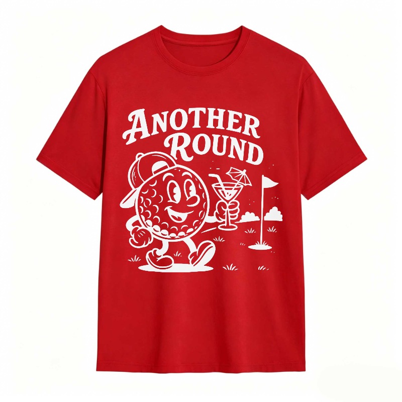 Golf Ball Character Holding Cocktail And Flag On Golf Course Another Round Text Unisex Classic T-shirt