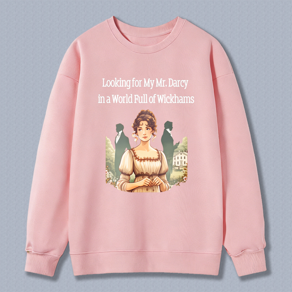 Wardrobecart Classic Woman In Vintage Dress With Garden Background Unisex Classic Sweatshirt
