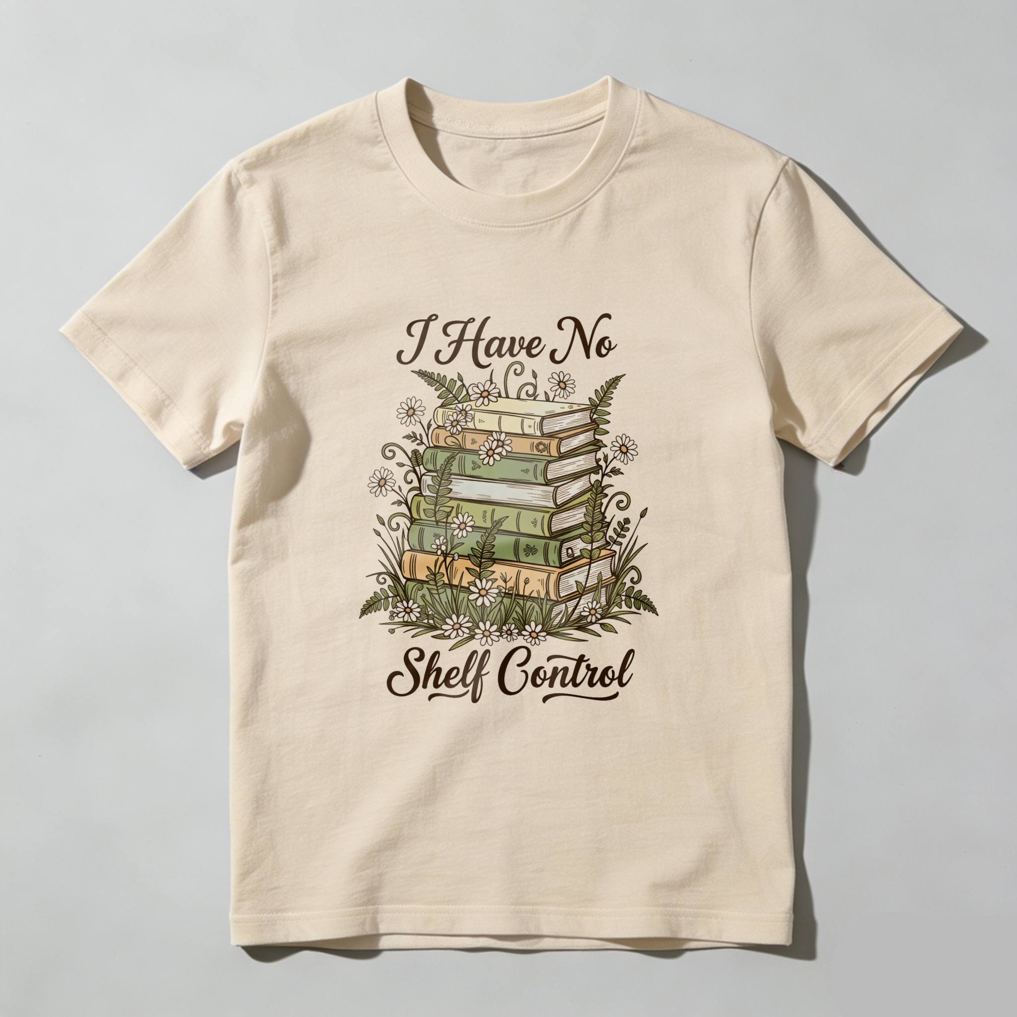 Wardrobecart Stack Of Books With Flowers And Text I Have No Shelf Control Unisex Classic T-shirt