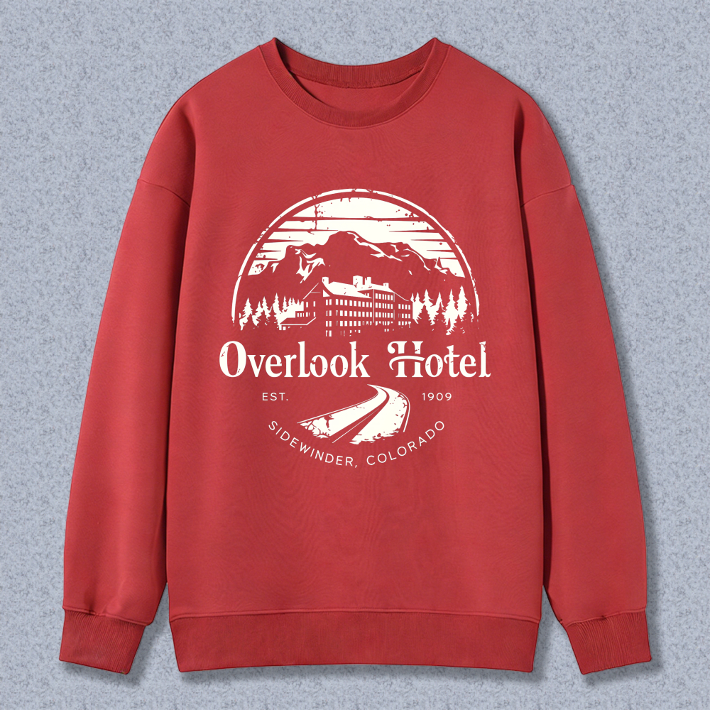 Wardrobecart Overlook Hotel Mountain Scene With Trees And Building Unisex Classic Sweatshirt