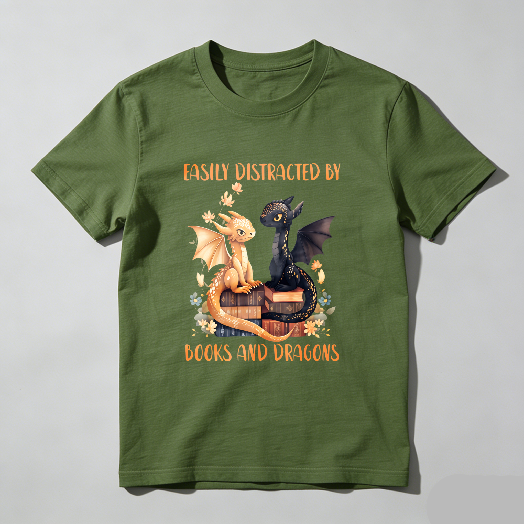 Wardrobecart Easily Distracted By Books And Dragons Tshirt