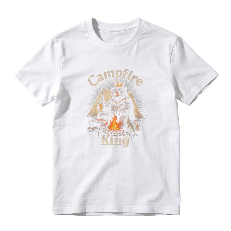 Campfire King Bear With Crown And Beer By Tent Unisex Classic T-shirt