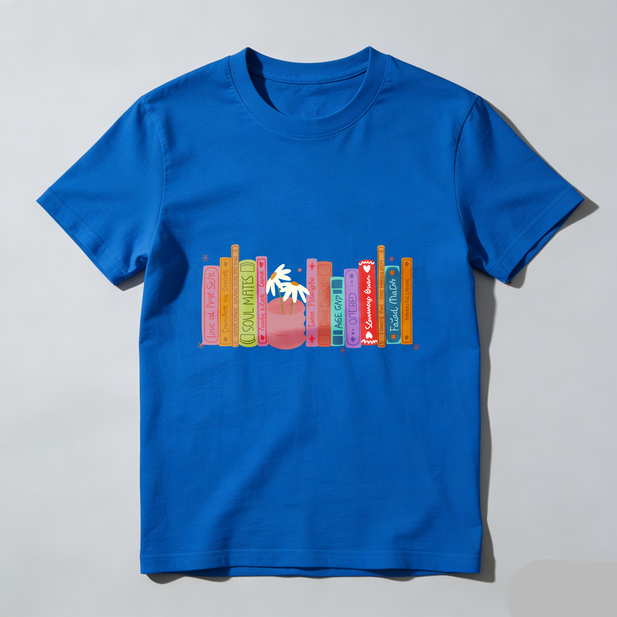 Wardrobecart Colorful Books And A Flower Pot Tshirt