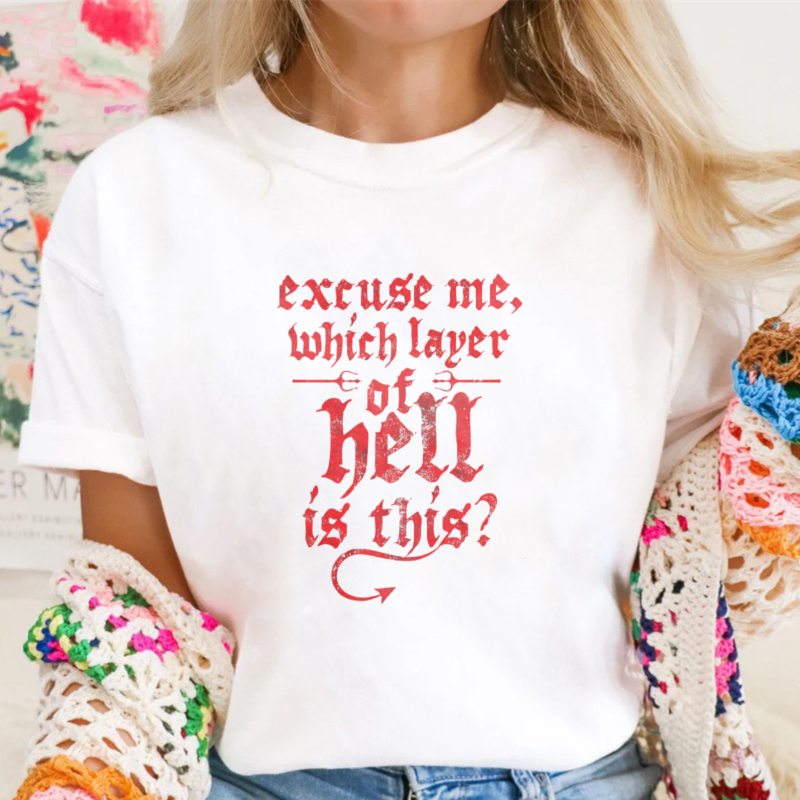 Excuse Me Which Layer Of Hell Is This Funny Quote Graphic T-shirt