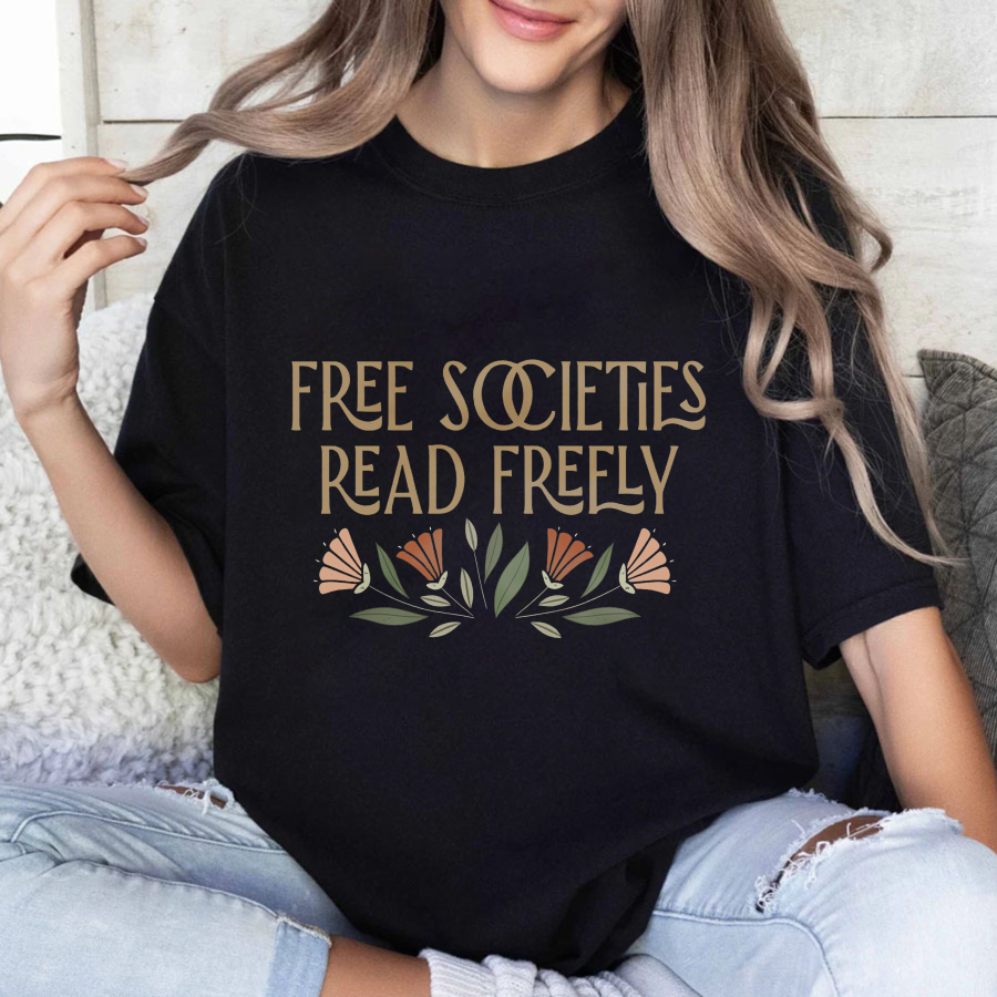 Wardrobecart Free Societies Read Freely Floral Design Tshirt