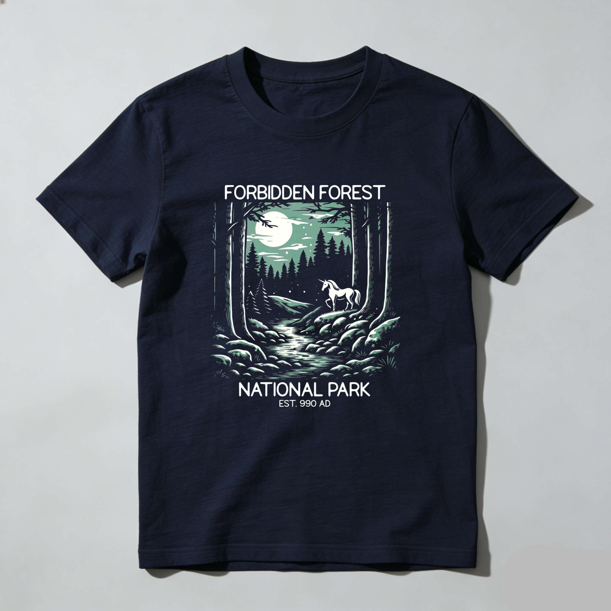 Wardrobecart Forbidden Forest National Park Est 1900 Ad Tshirt 100% cotton