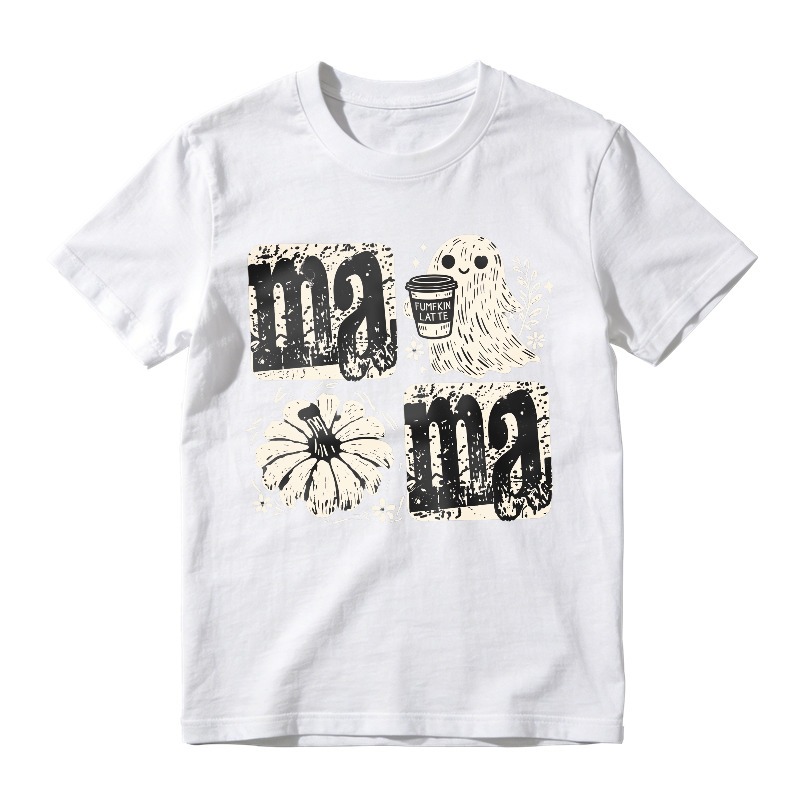 Mama Ghost Coffee Cup Pumpkin Halloween Graphic, Unisex Classic T-shirt
