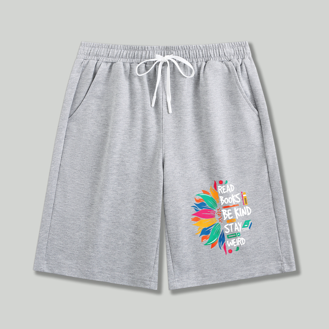 Wardrobecart Read Books Be Kind Stay Weird With Colorful Flower Design Shorts