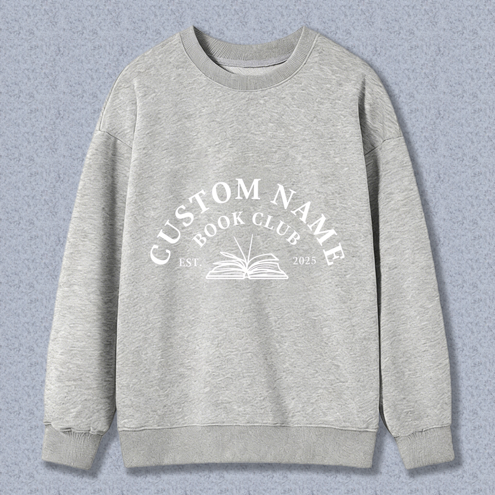 Wardrobecart Custom Name Book Club Est 2025 With Open Book Design Unisex Classic Sweatshirt