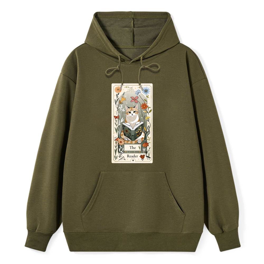Wardrobecart Cat Reading Book Tarot Card Design Unisex Classic Hoodie