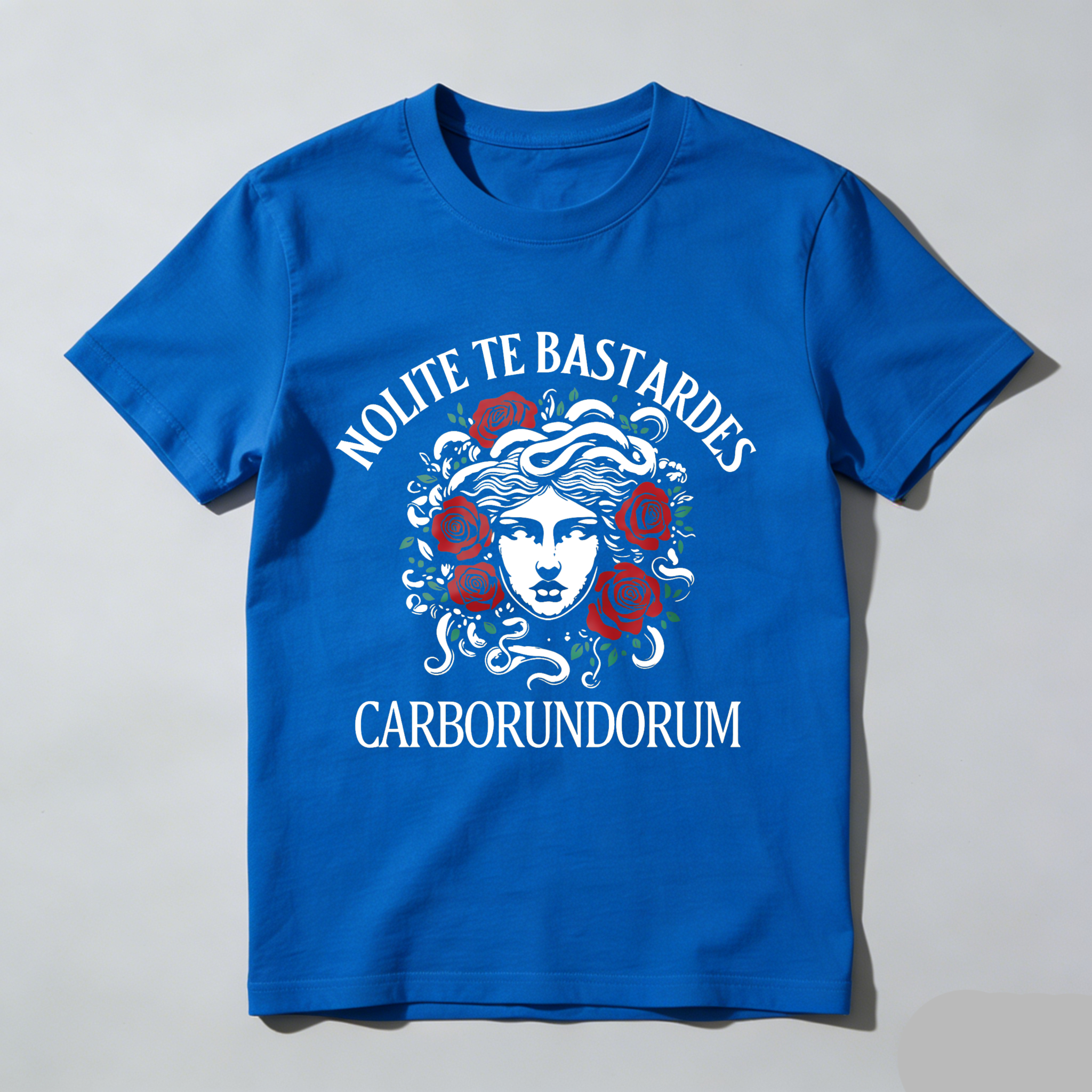 Wardrobecart Nolite Te Bastardes Carborundorum Medusa With Roses And Latin Text Tshirt