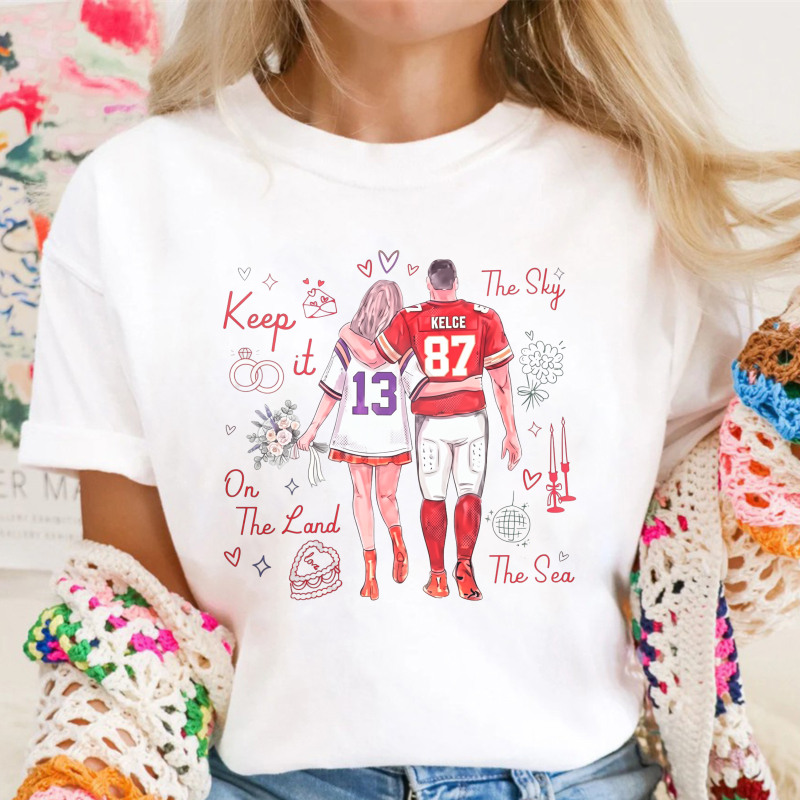 Keep It On The Land The Sky The Sea Football Couple Jersey Number 13 And 87 Kelsey Unisex Classic T-shirt