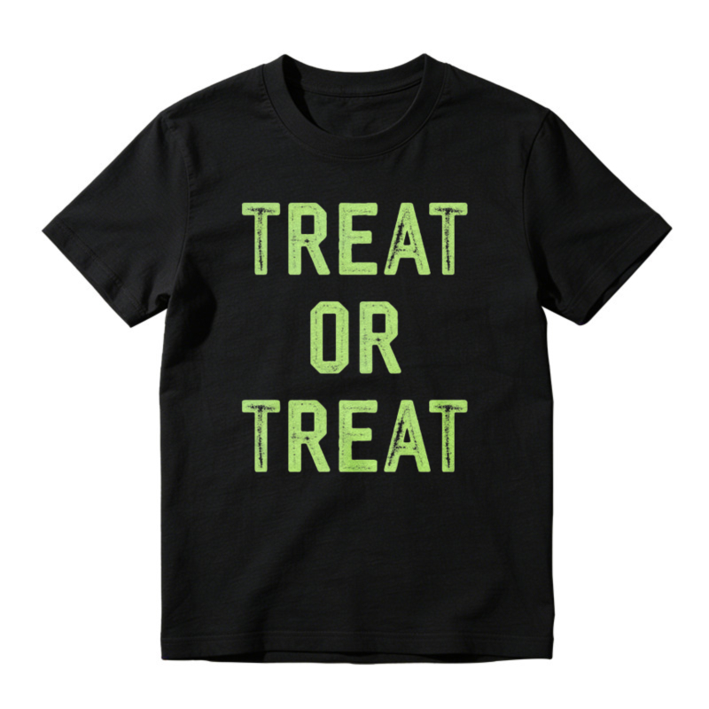 Treat Or Treat Text Graphic Halloween Theme T-shirt