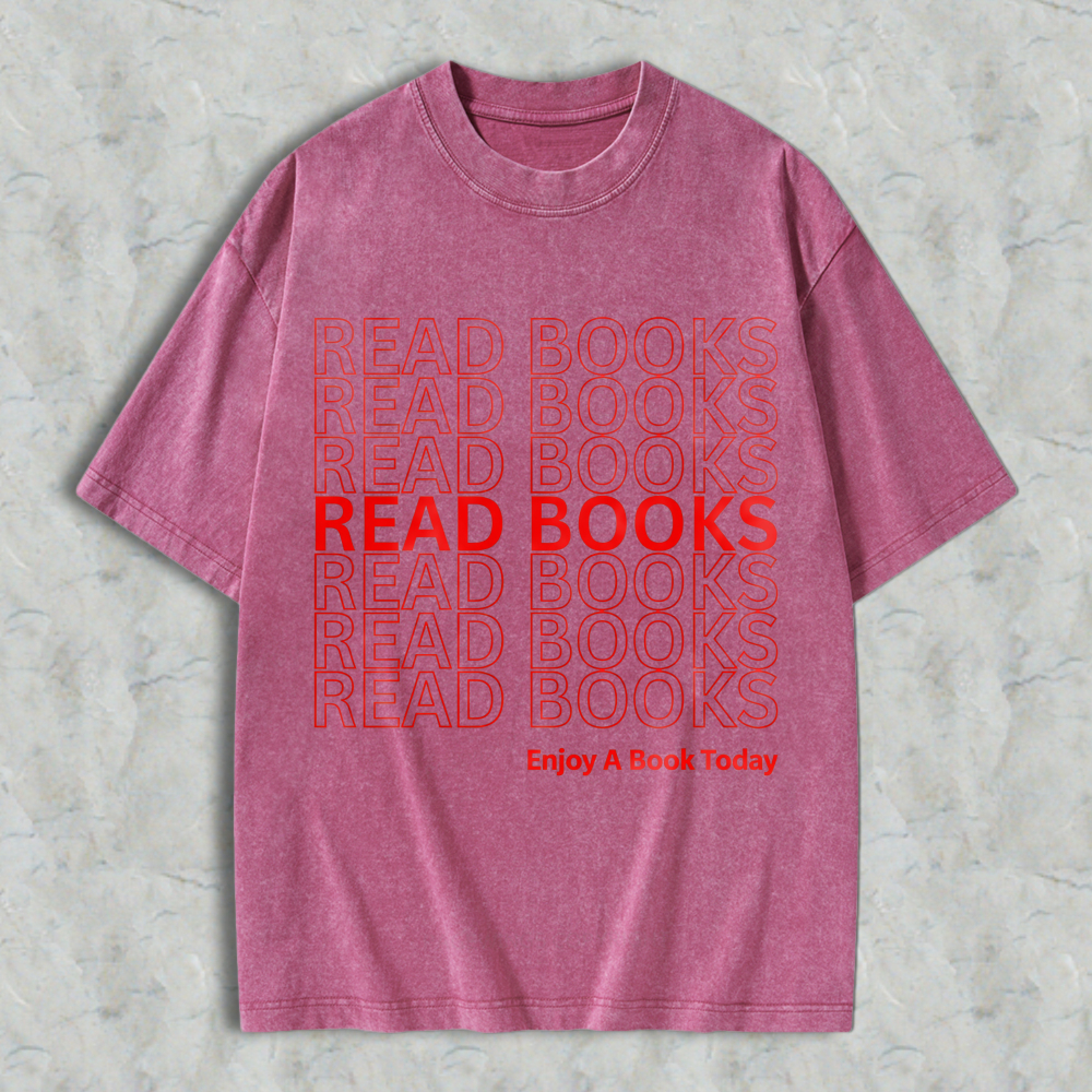 Wardrobecart Read Books Pattern Unisex Washed T-shirt