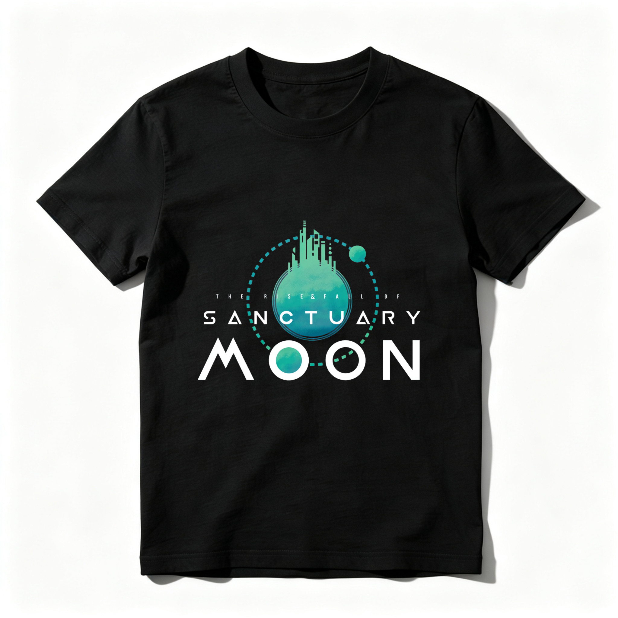Wardrobecart Sanctuary Moon Planet Design With Cityscape tshirt