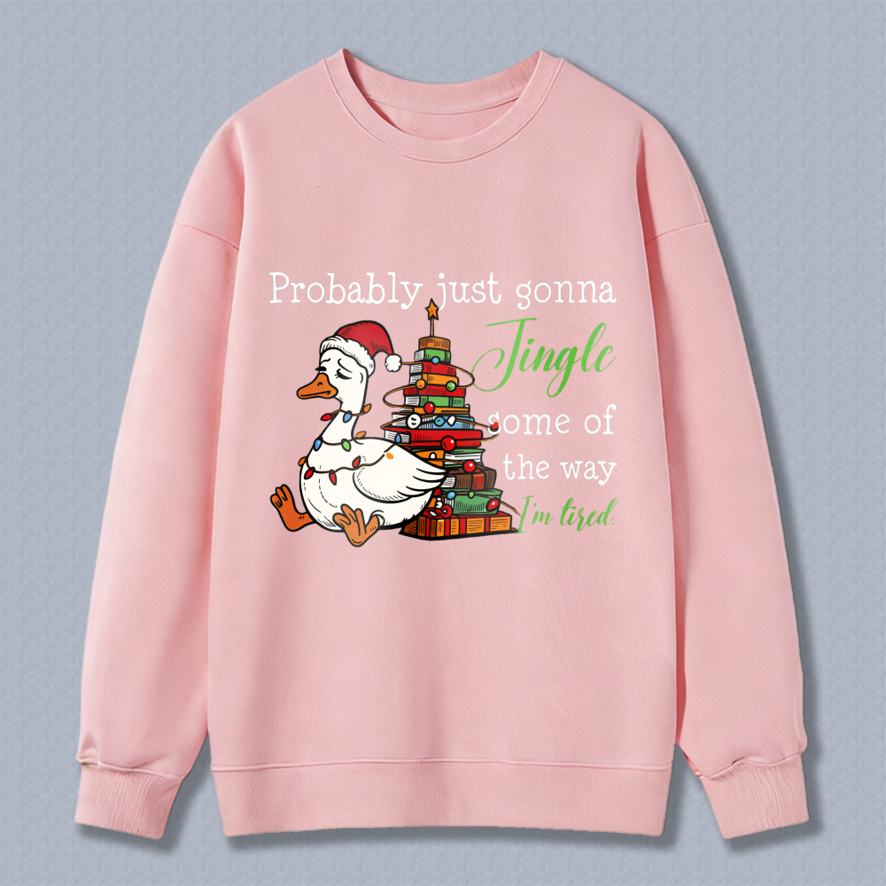 Wardrobecart Duck With Christmas Tree And Presents Jingle I'm Tired Unisex Classic Sweatshirt