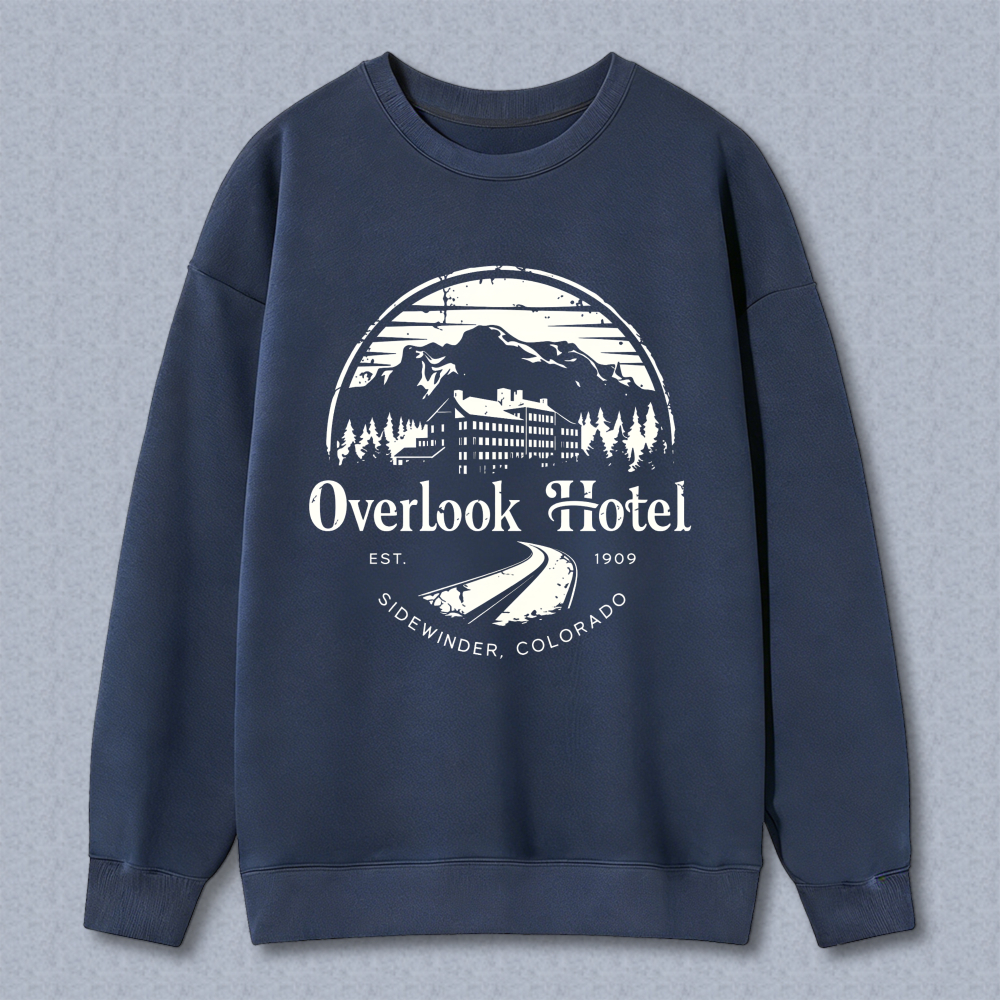 Wardrobecart Overlook Hotel Mountain Scene With Trees And Building Unisex Classic Sweatshirt