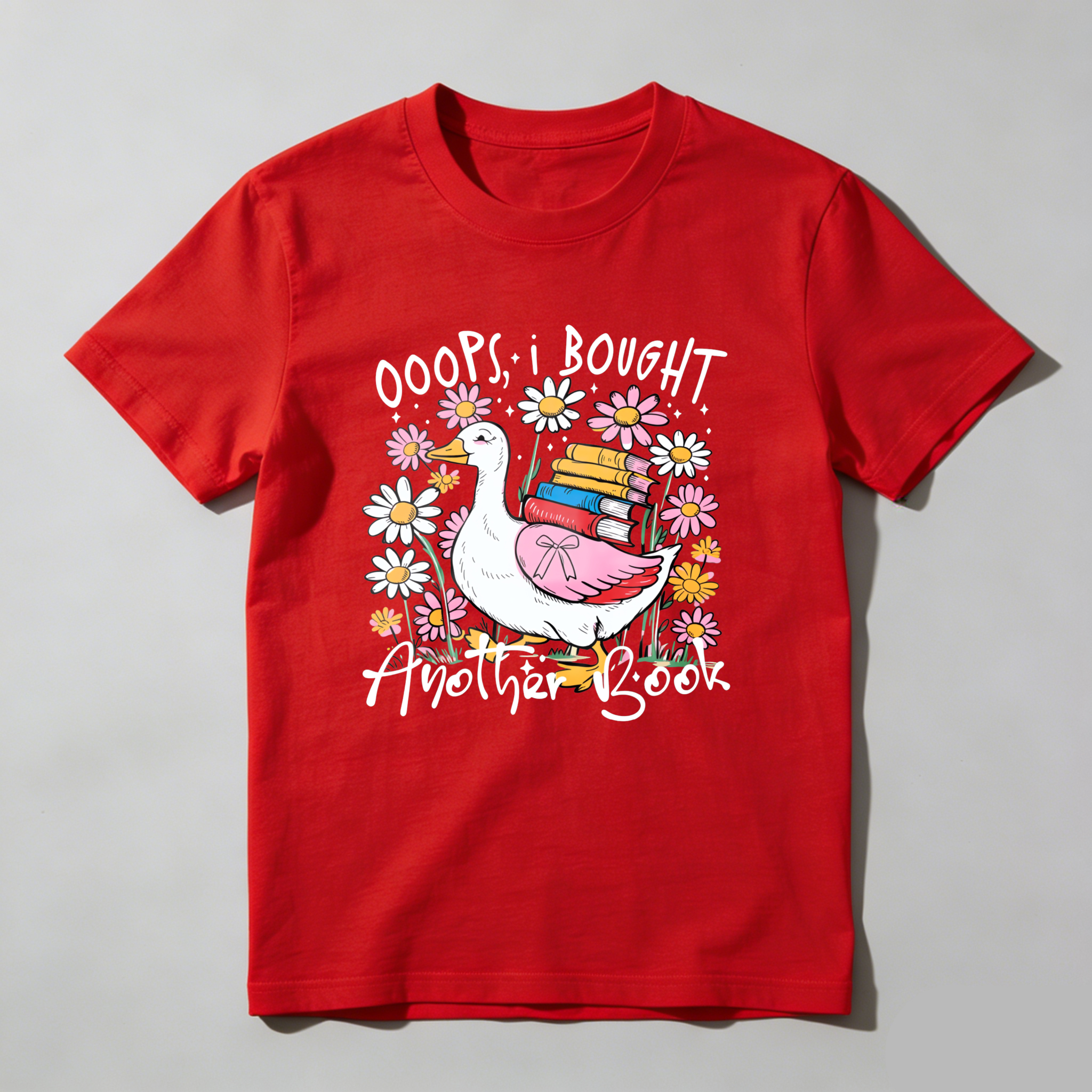 Wardrobecart Duck Carrying Books Among Flowers Tshirt