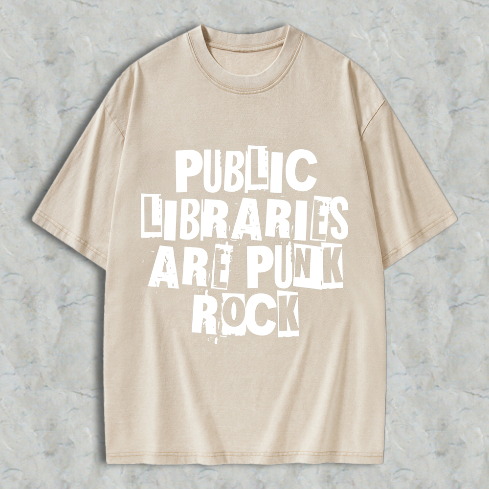 Wardrobecart Public Libraries Are Punk Rock Unisex Washed T-shirt