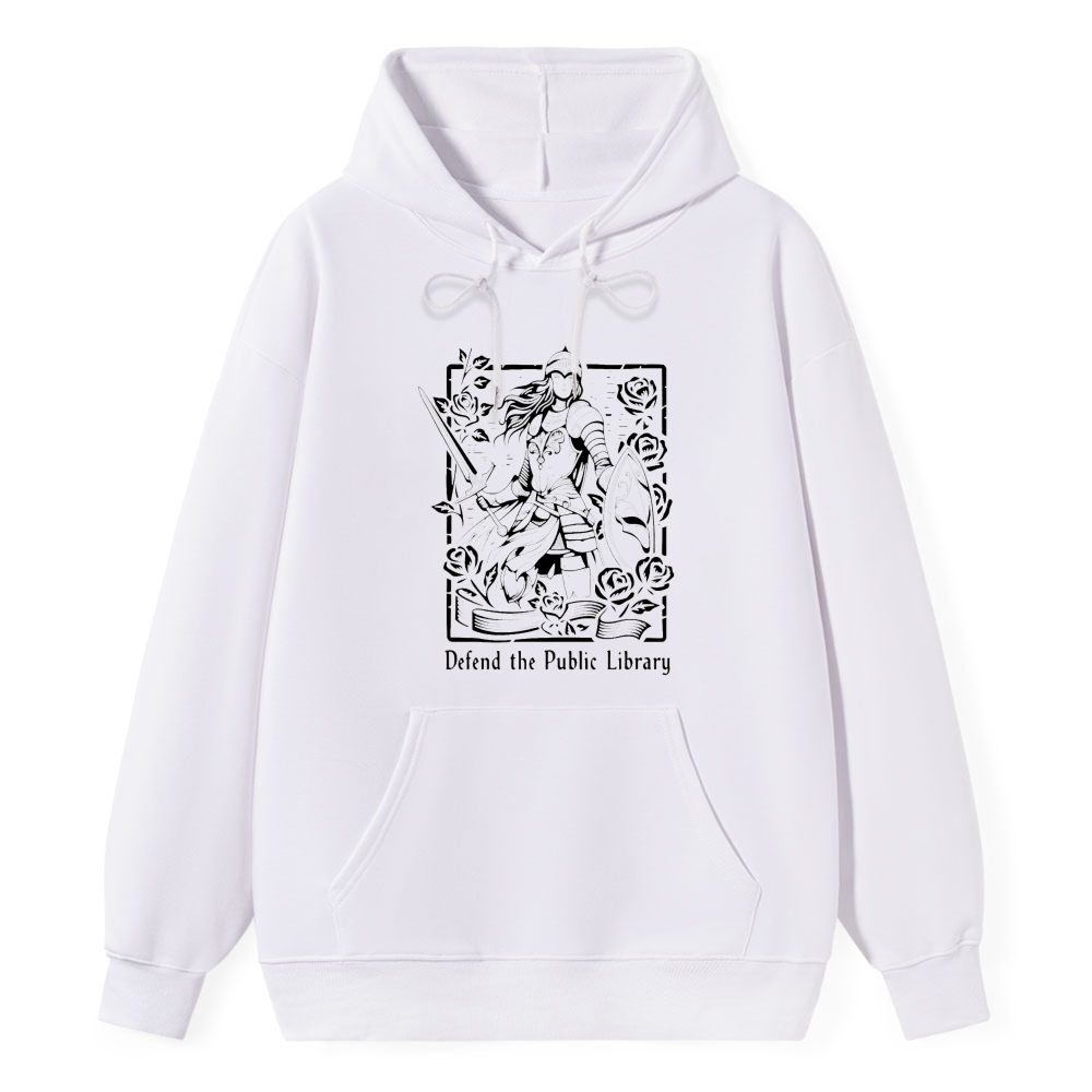 Wardrobecart Knight With Book And Roses Defend The Public Library Unisex Classic Hoodie