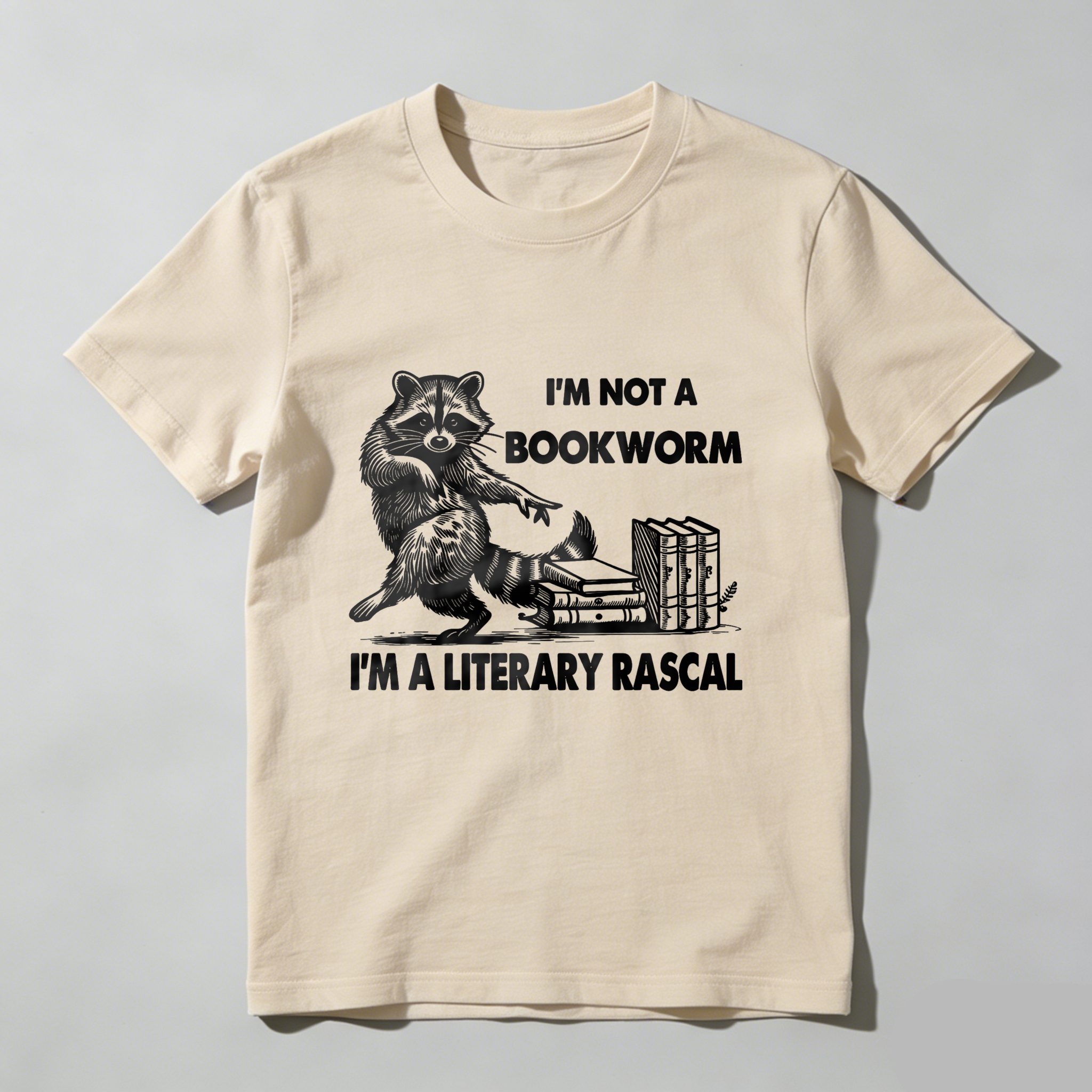 Wardrobecart Raccoon Reading Books With Text tshirt
