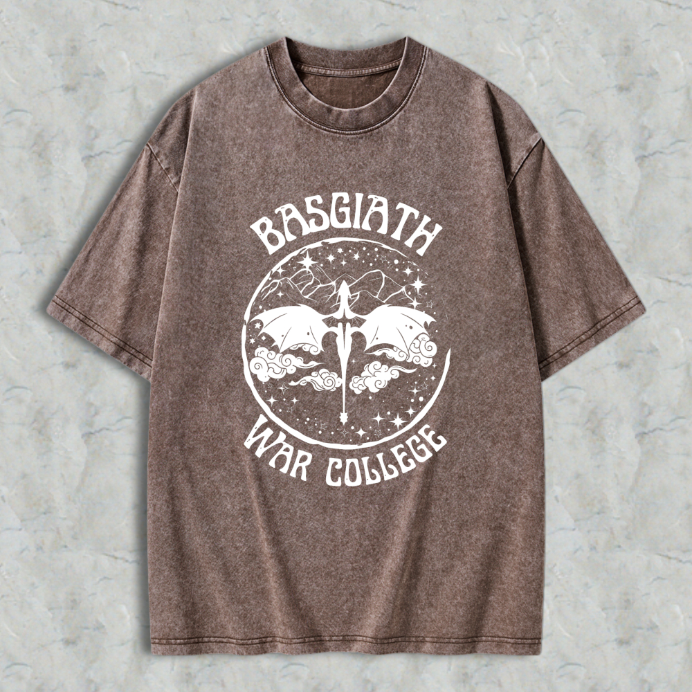 Wardrobecart Basgiath War College Dragon And Sword Emblem Unisex Washed T-shirt
