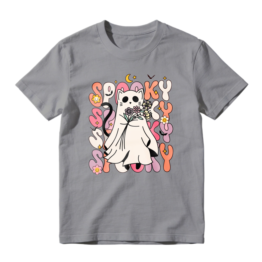 Spooky Kitty Cat Holding Flowers, Unisex Classic T-shirt