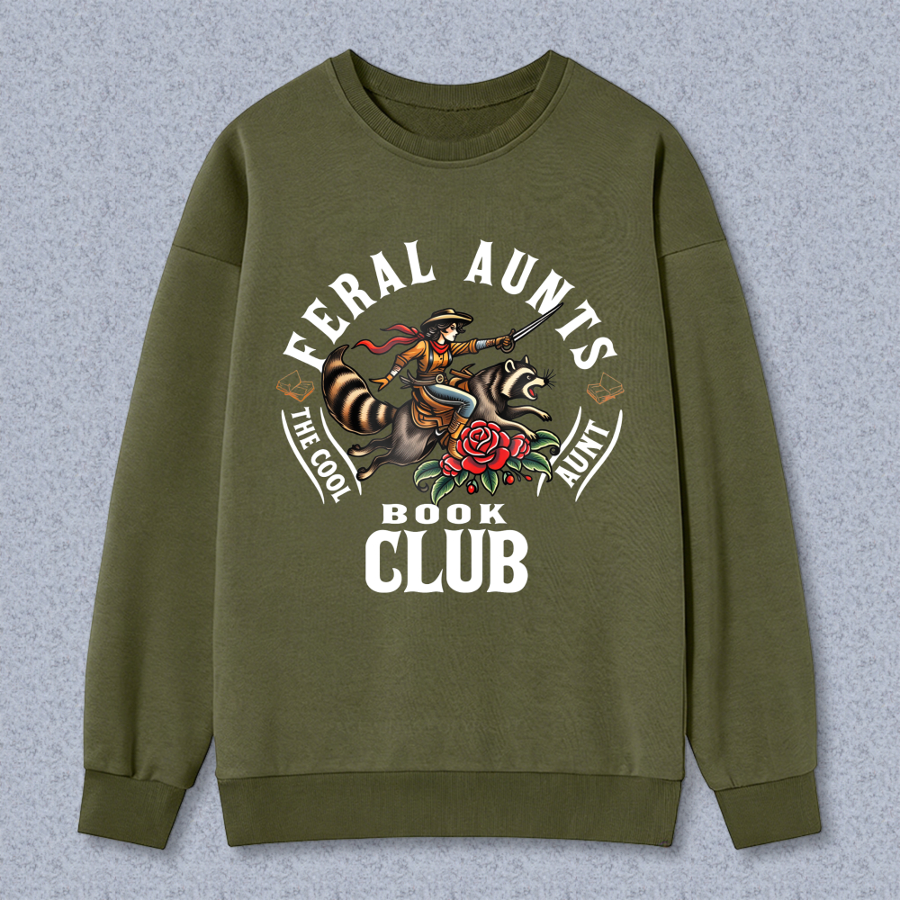 Wardrobecart Feral Aunts The Cool Aunt Book Club Tiger Rose Design Unisex Classic Sweatshirt