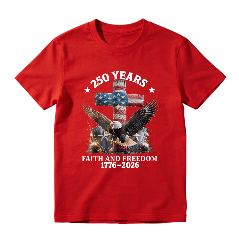 American Flag Cross Eagle Faith And Freedom 250 Years 1776 2026 Unisex Classic T-shirt