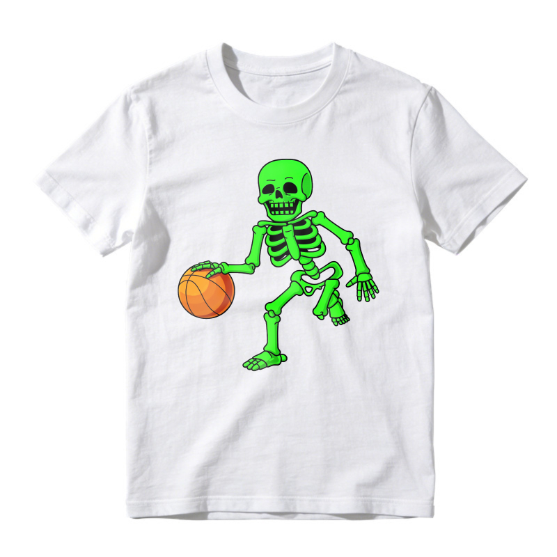 Neon Green Skeleton Dribbling Orange Basketball Unisex Classic T-shirt