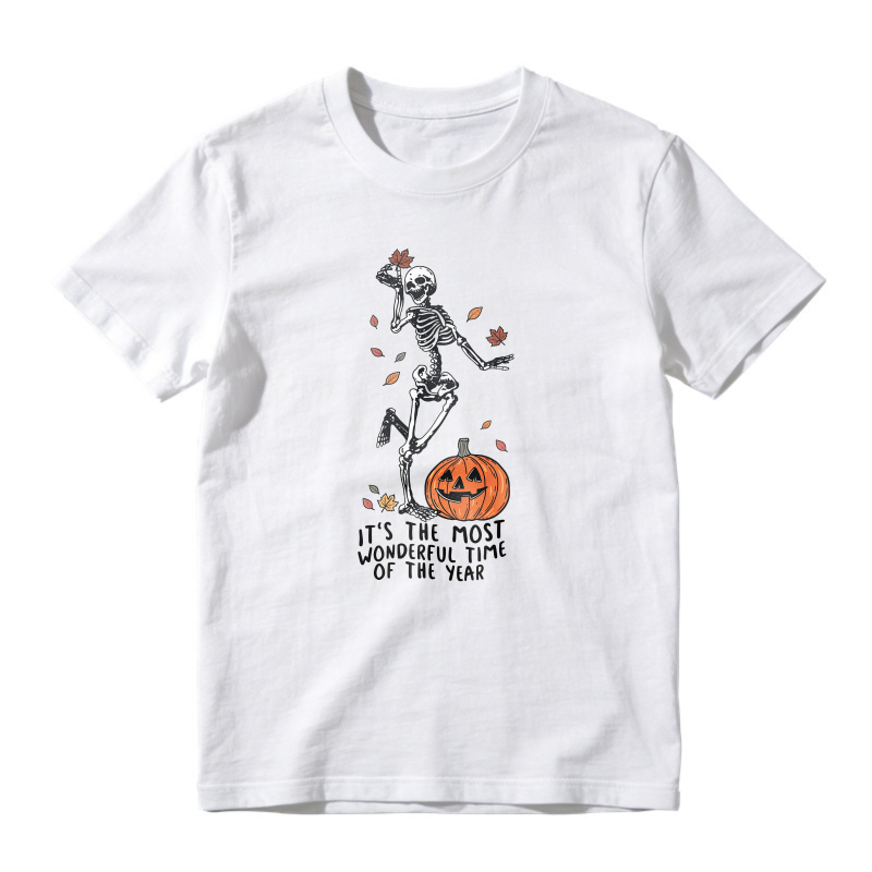 Skeleton Dancing On Pumpkin Its The Most Wonderful Time Of The Year Halloween Unisex Classic T-shirt