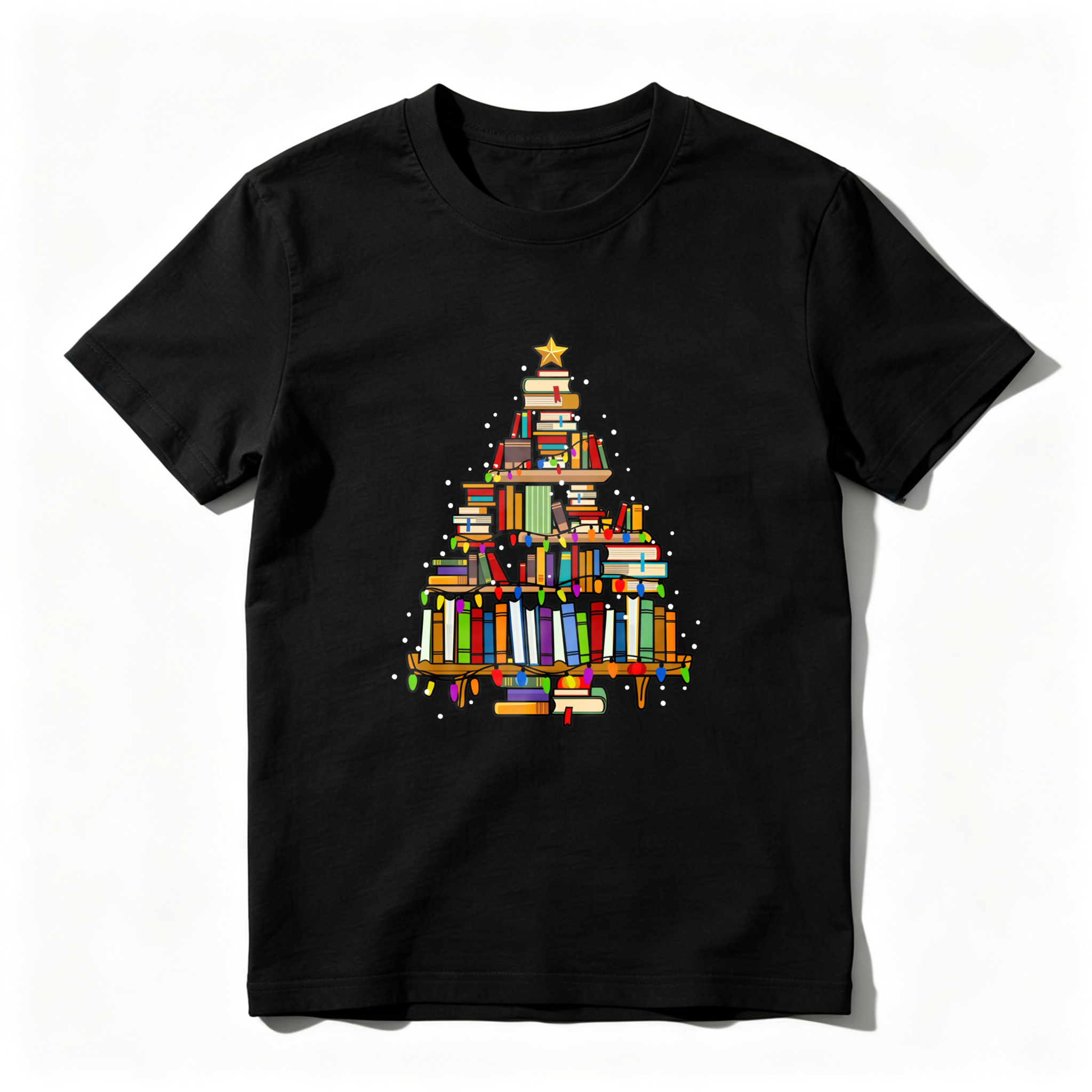 Wardrobecart Books Form Christmas Tree Pattern Tshirt