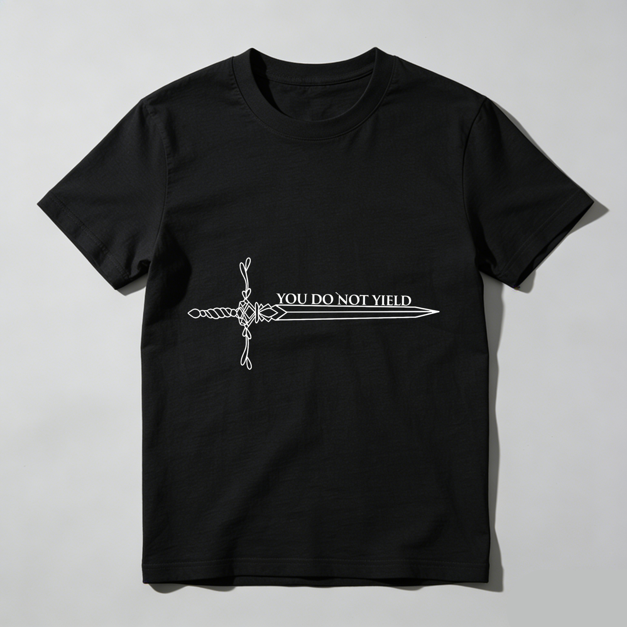 Wardrobecart Sword Design With Text You Do Not Yield Tshirt