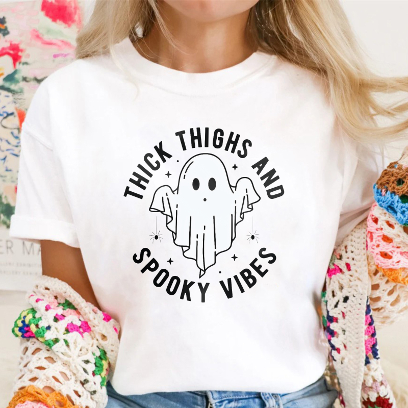 Thick Thighs And Spooky Vibes Ghost, Unisex Classic T-shirt