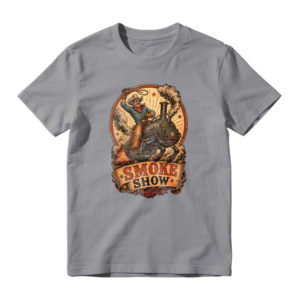 Smoke Show Vintage Cowboy Steam Train Illustration Unisex Classic T-shirt
