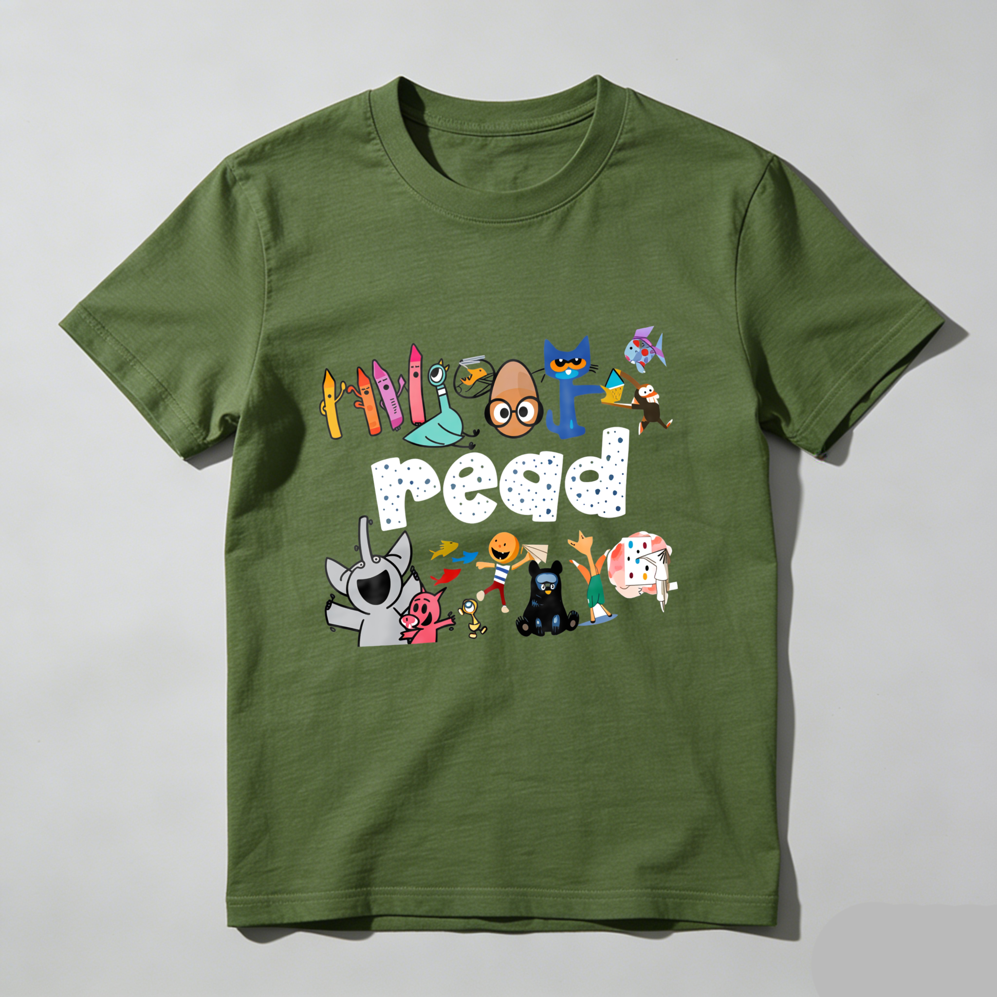 Wardrobecart Colorful Characters Surround Read Text Tshirt