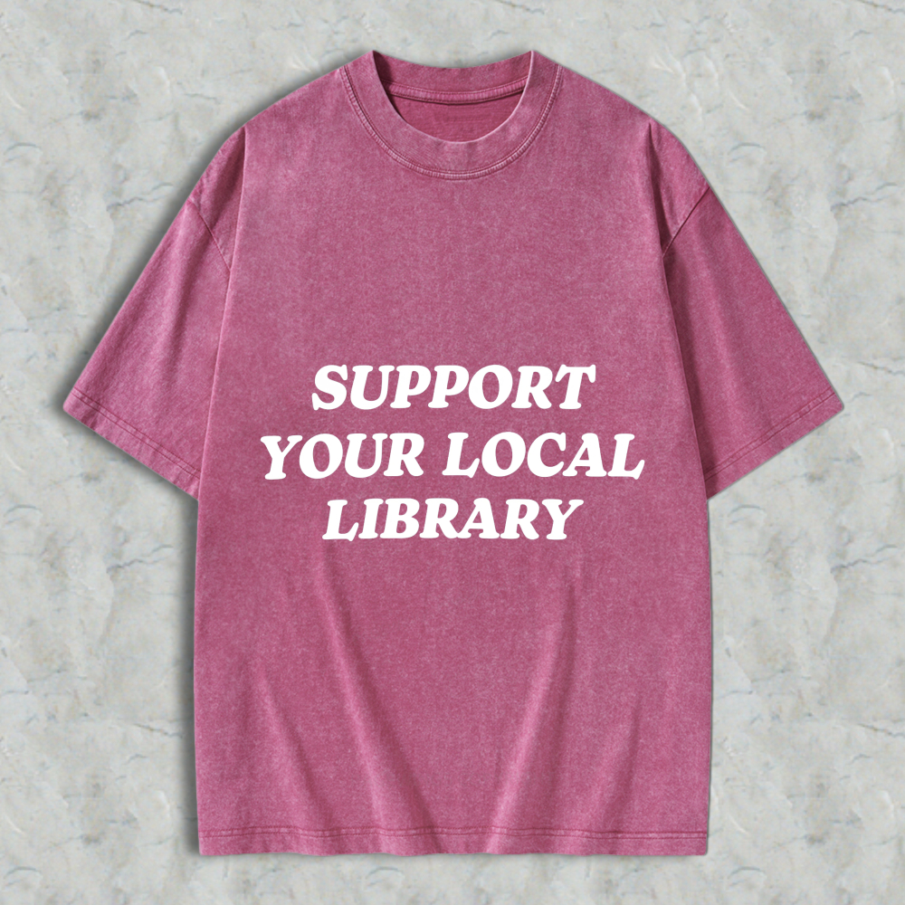 Wardrobecart Support Your Local Library Unisex Washed T-shirt