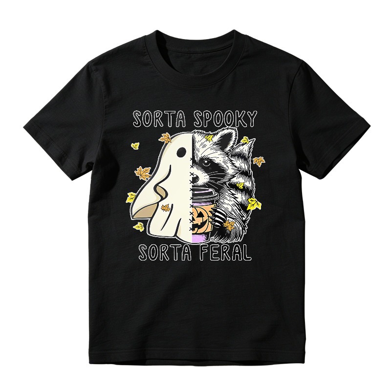 Sorta Spooky Sorta Feral Ghost Raccoon Halloween, Unisex Classic T-shirt