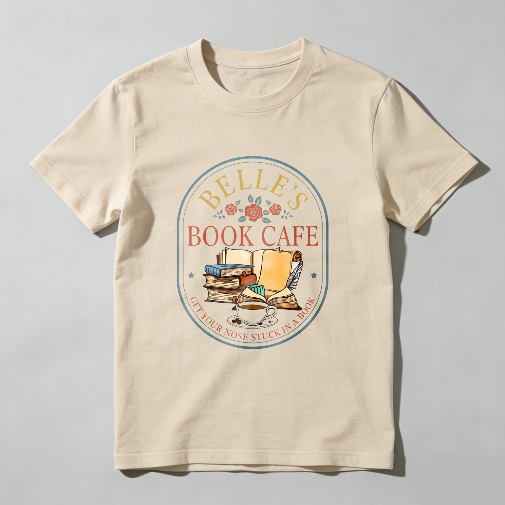 Wardrobecart Belle's Book Cafe Get Your Nose Stuck In A Book Tshirt