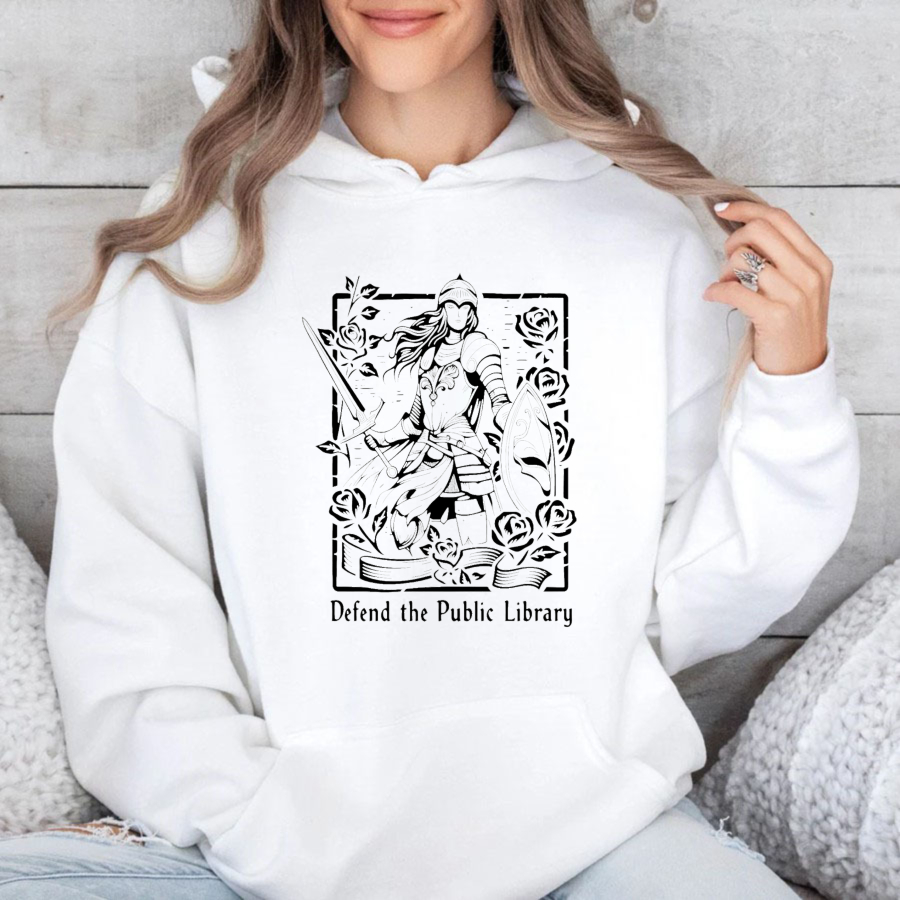 Wardrobecart Knight With Book And Roses Defend The Public Library Unisex Classic Hoodie