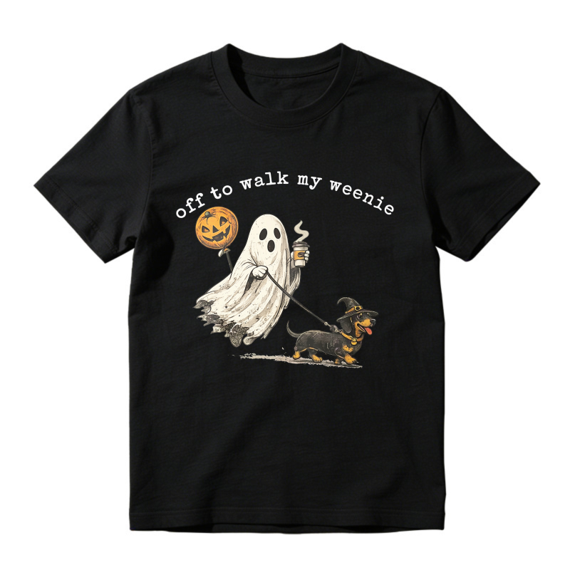 Halloween Ghost Walking Dachshund Funny Quote, Unisex Classic T-shirt