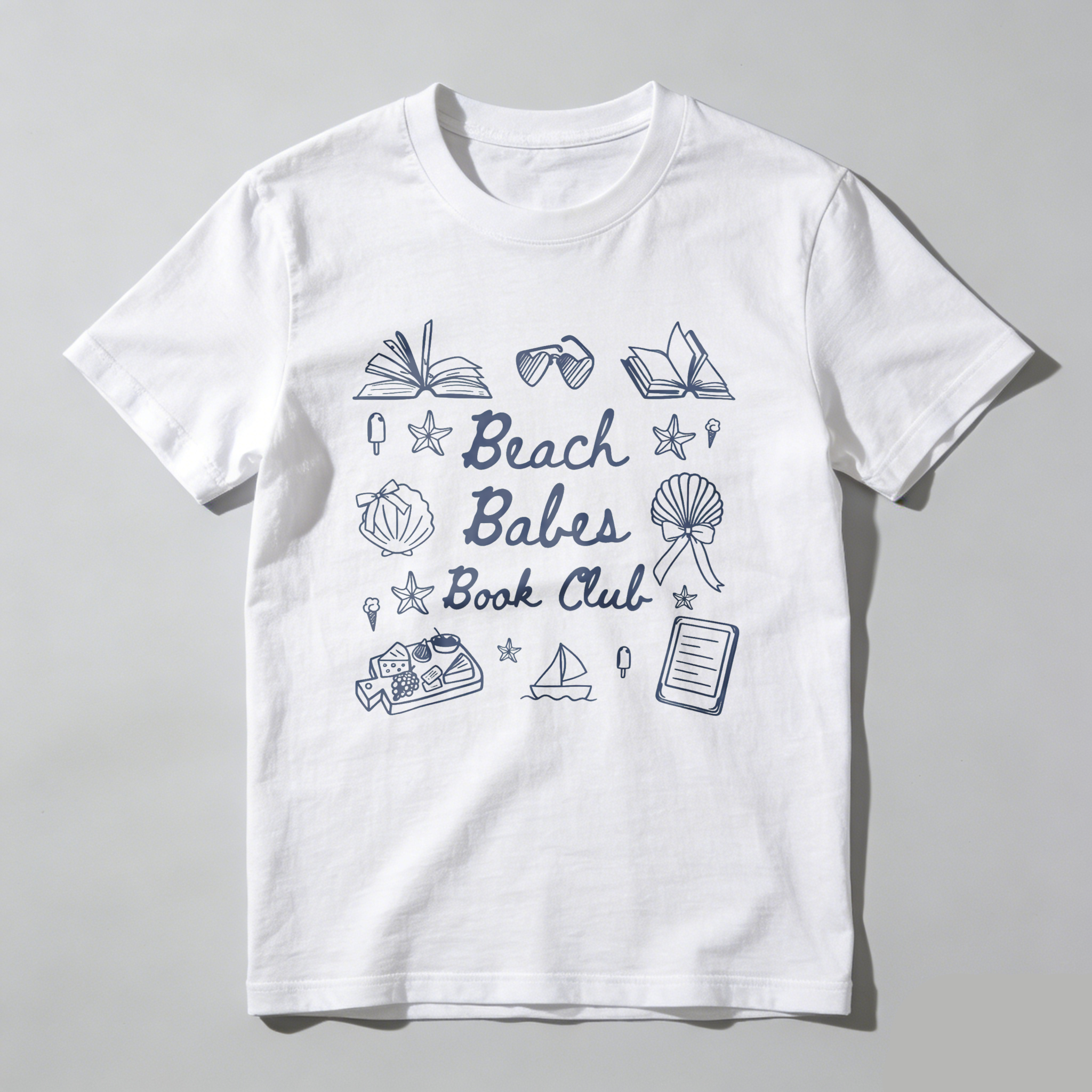 Wardrobecart Beach Babes Book Club Design Tshirt 100% cotton