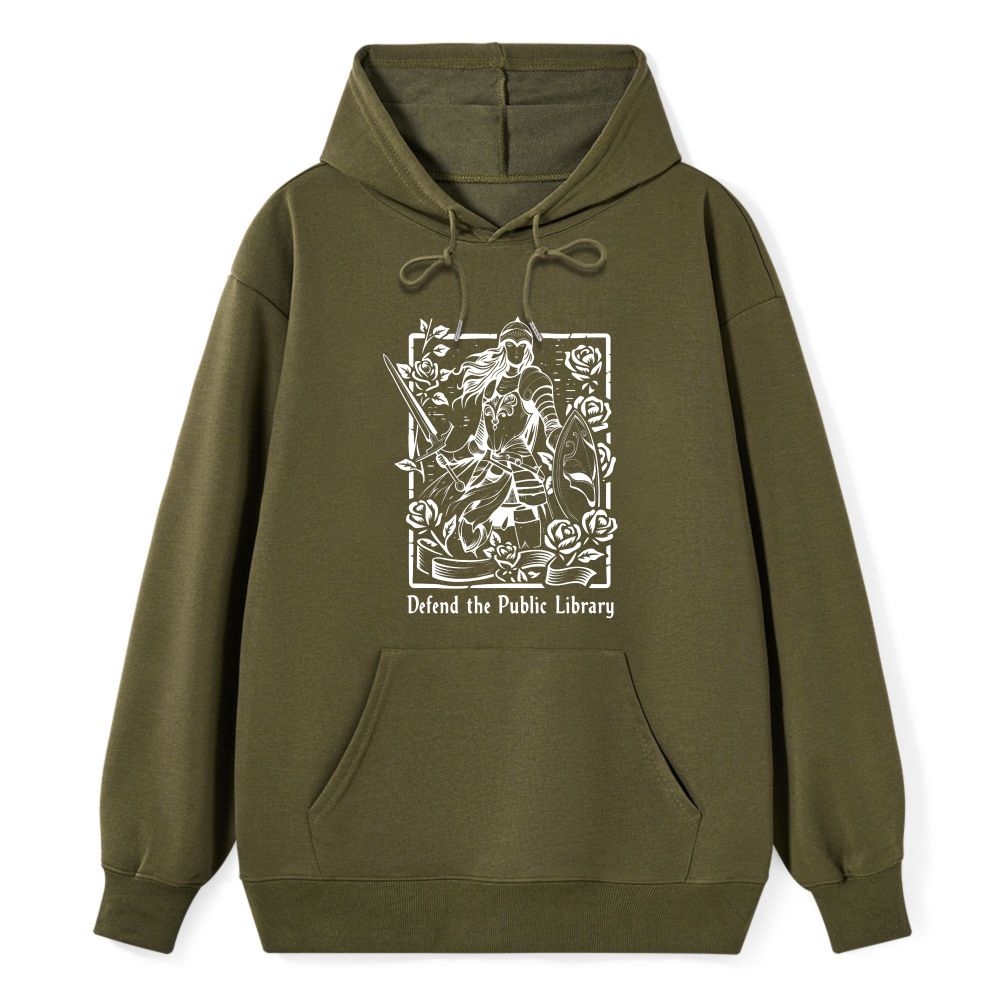 Wardrobecart Knight With Book And Roses Defend The Public Library Unisex Classic Hoodie