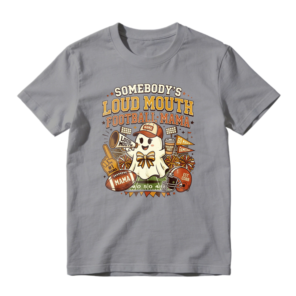 Somebody's Loud Mouth Football Mama Ghost Cheerleader Design, Unisex Classic T-shirt