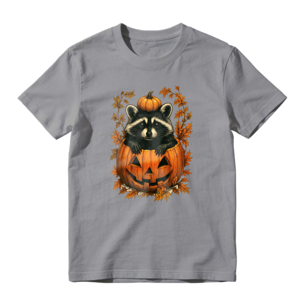 Cute Raccoon In Jack O Lantern Pumpkin With Autumn Leaves, Unisex Classic T-shirt