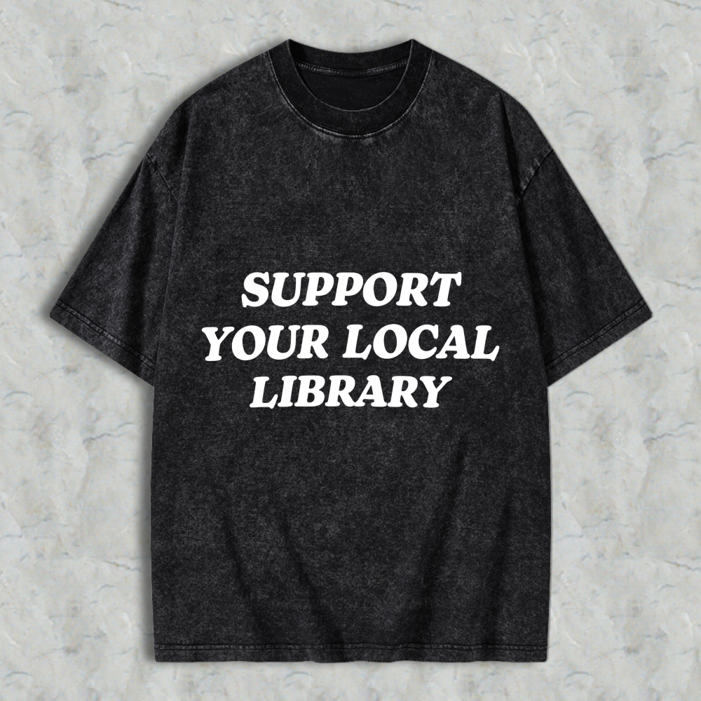 Wardrobecart Support Your Local Library Unisex Washed T-shirt